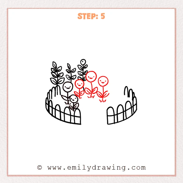 how to draw a garden - Step 5