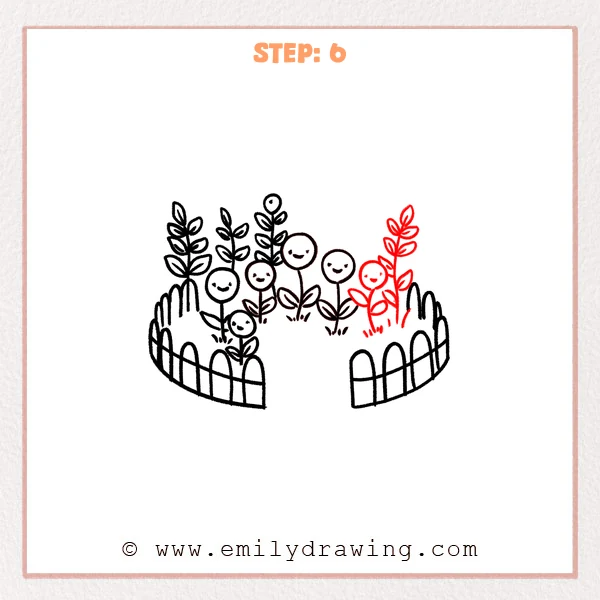 how to draw a garden - Step 6
