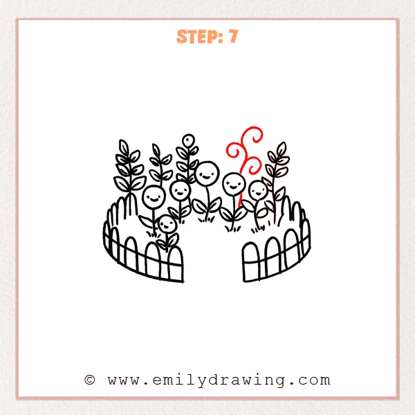 how to draw a garden - Step 7
