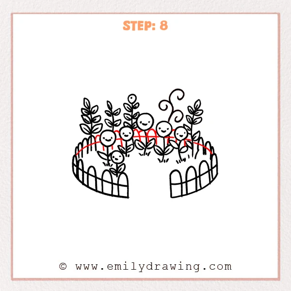 how to draw a garden - Step 8