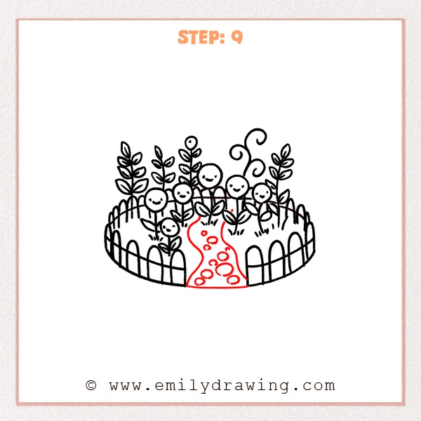 how to draw a garden - Step 9