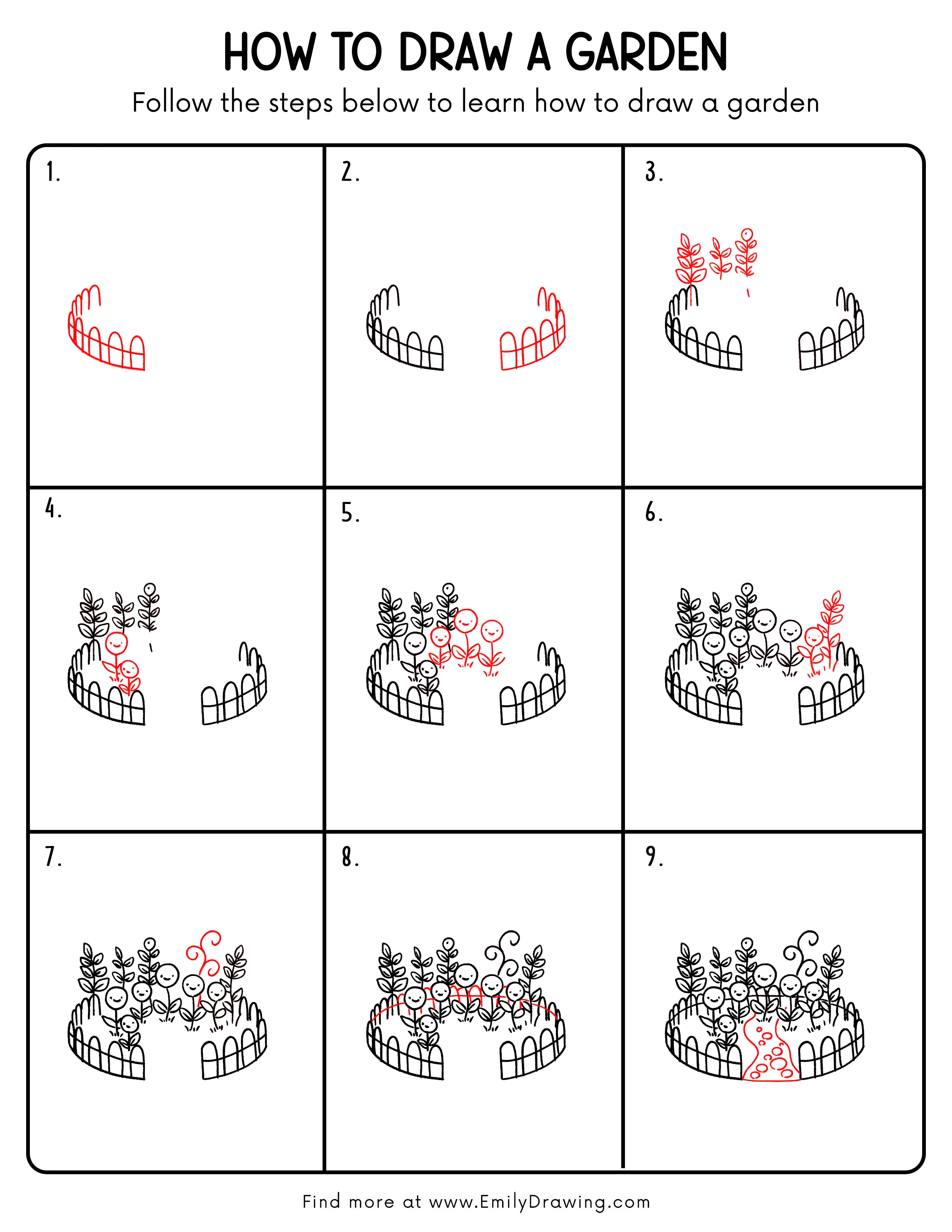 Printable Garden Drawing Guide