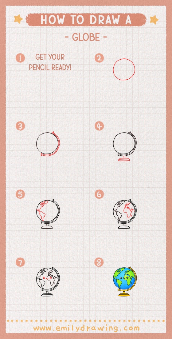 how to draw a globe pinterest pin