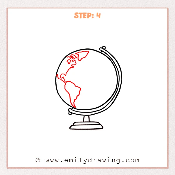 how to draw a globe - Step 4