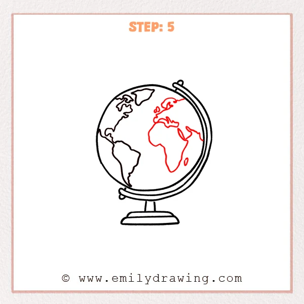 how to draw a globe - Step 5
