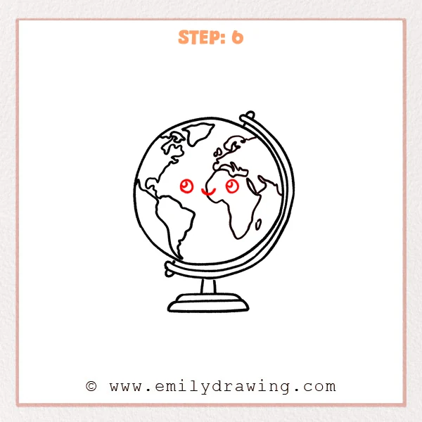 how to draw a globe - Step 6