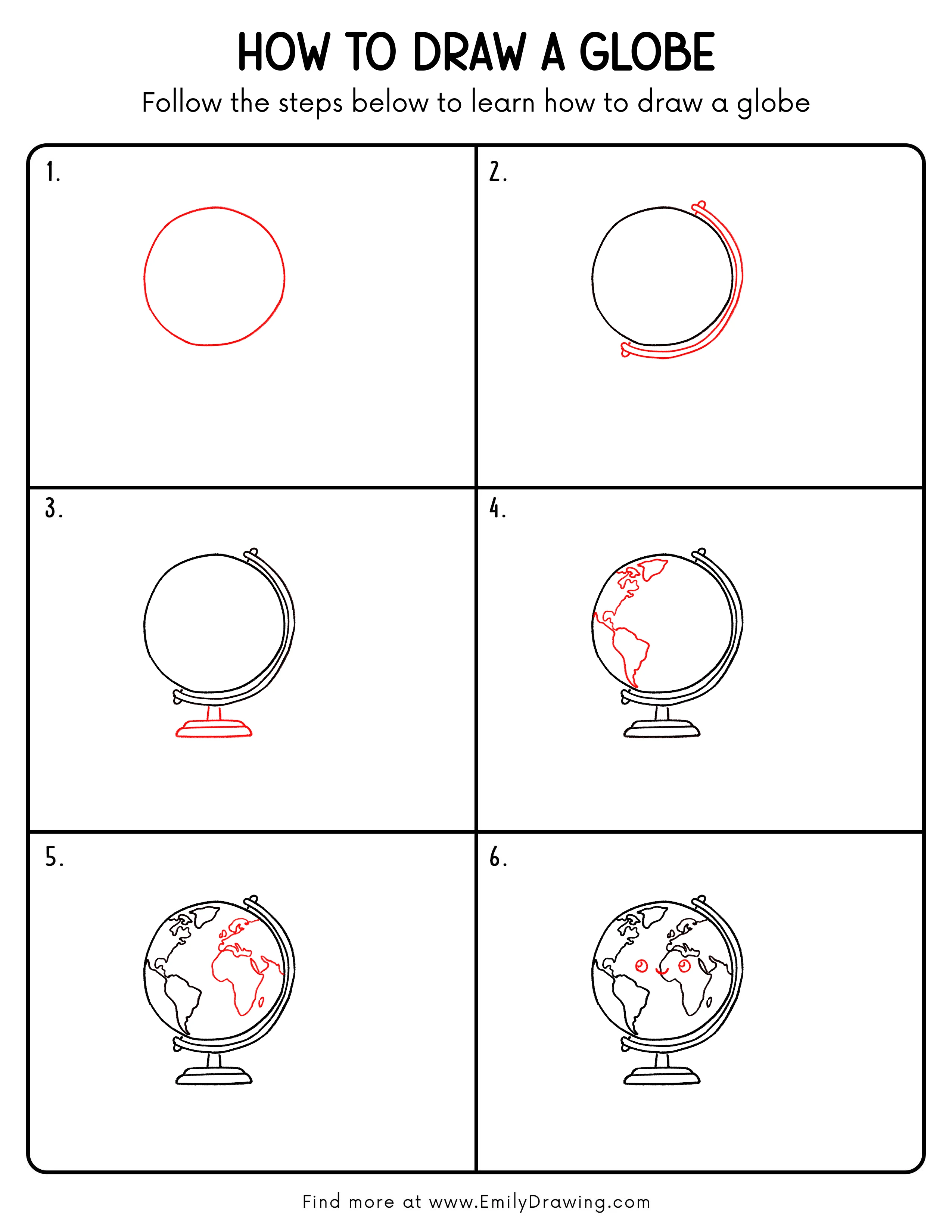 Printable Globe Drawing Guide