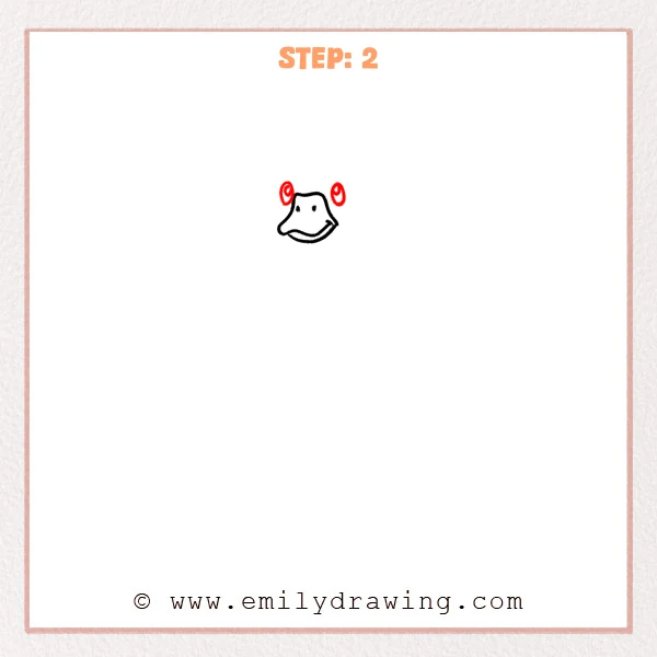 how to draw a goose - Second stage of a goose drawing with the head and beak refined, plus two small oval shapes added above the head.