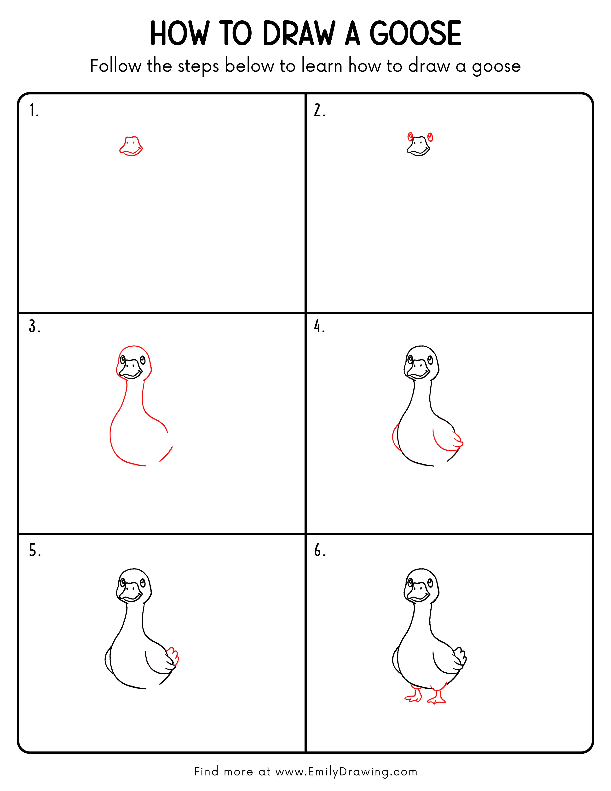 Printable Goose Drawing Guide