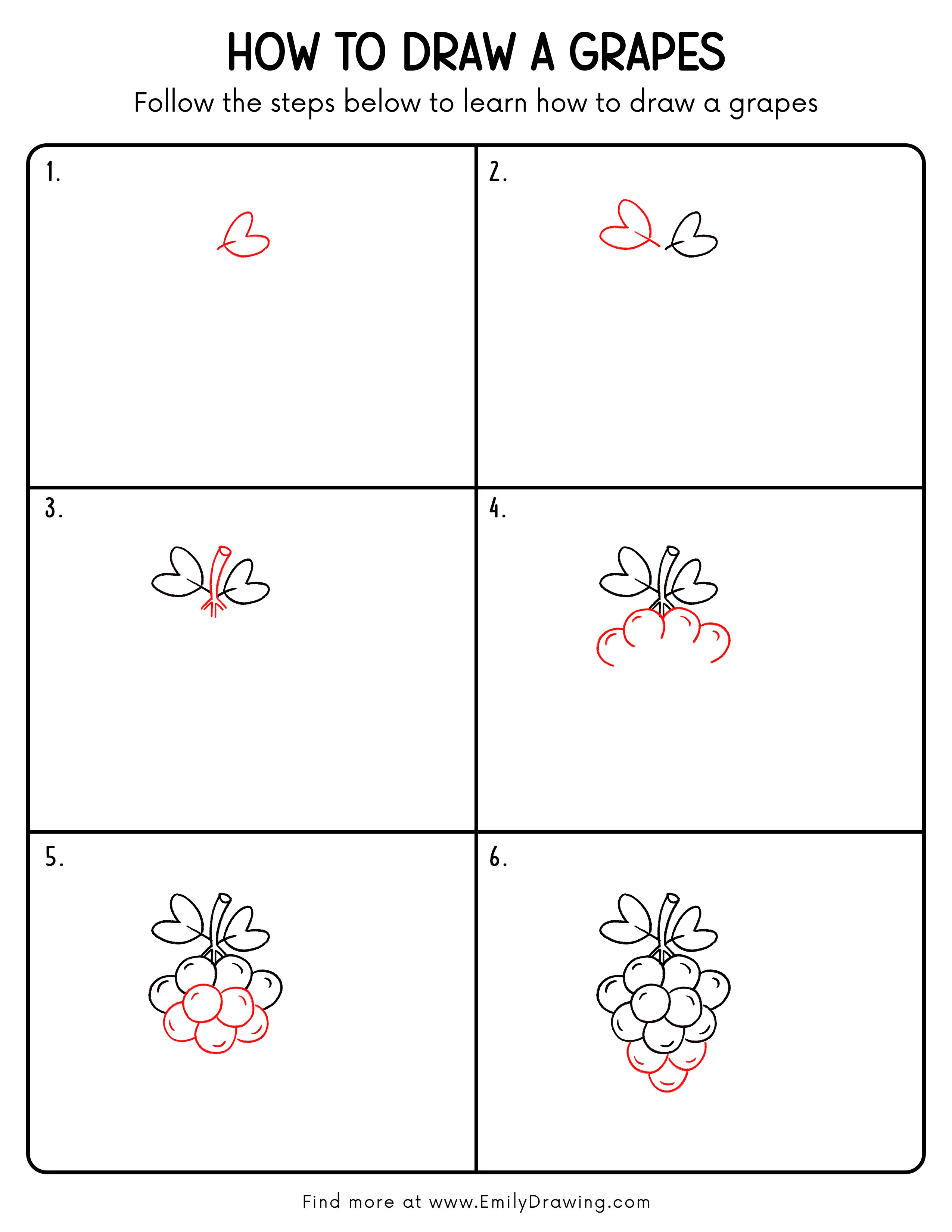 Printable Grapes Drawing Guide