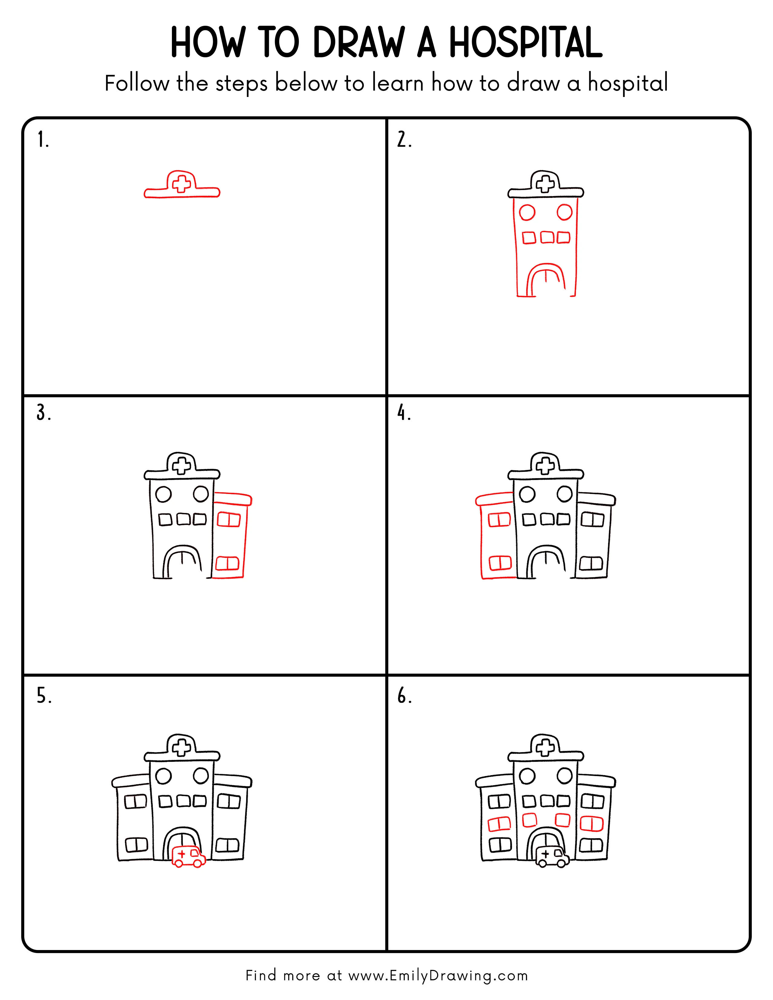 Printable Hospital Drawing Guide