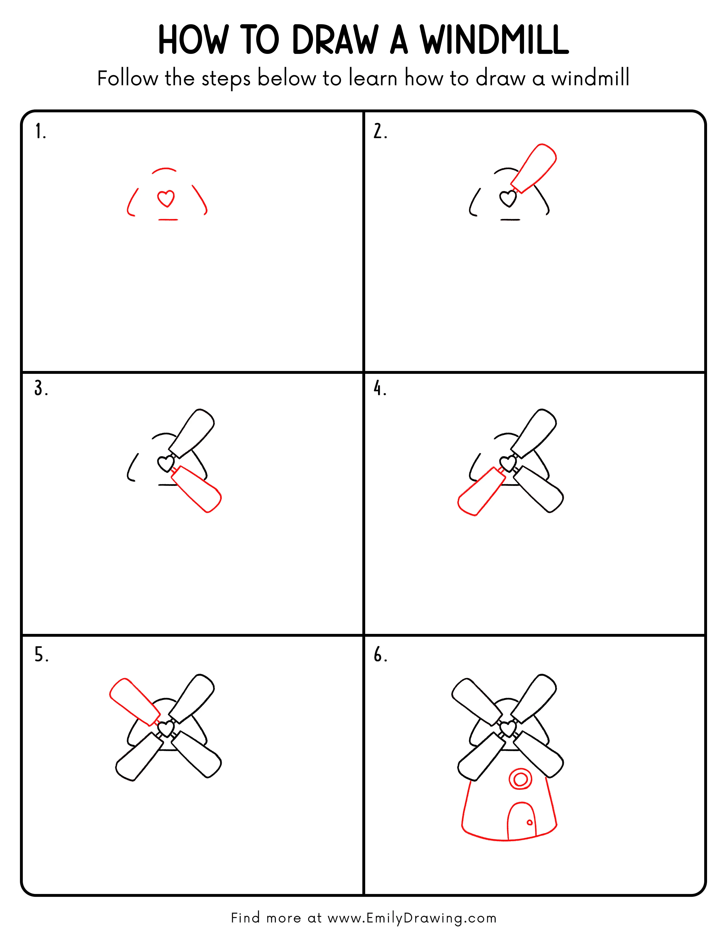 Printable Windmill Drawing Guide