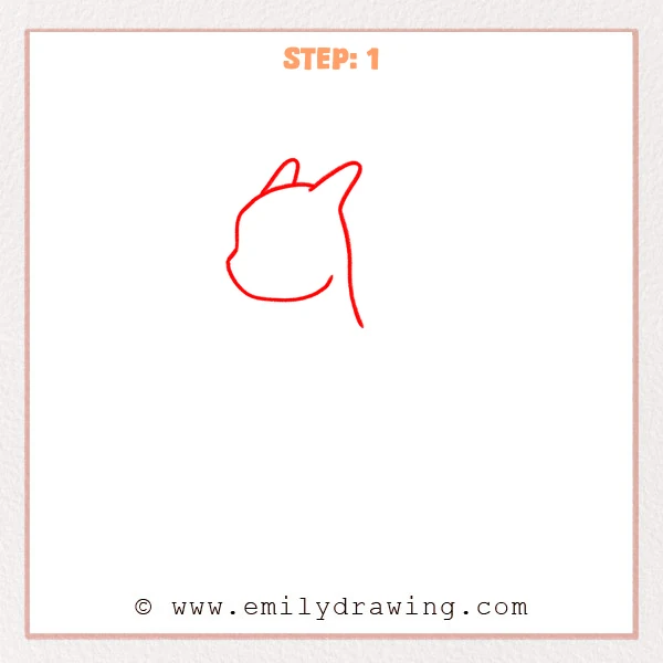 how to draw a charizard - Early sketch of Charizard showing a rounded side-view head outline with two backward horns and a simple curved neck line.