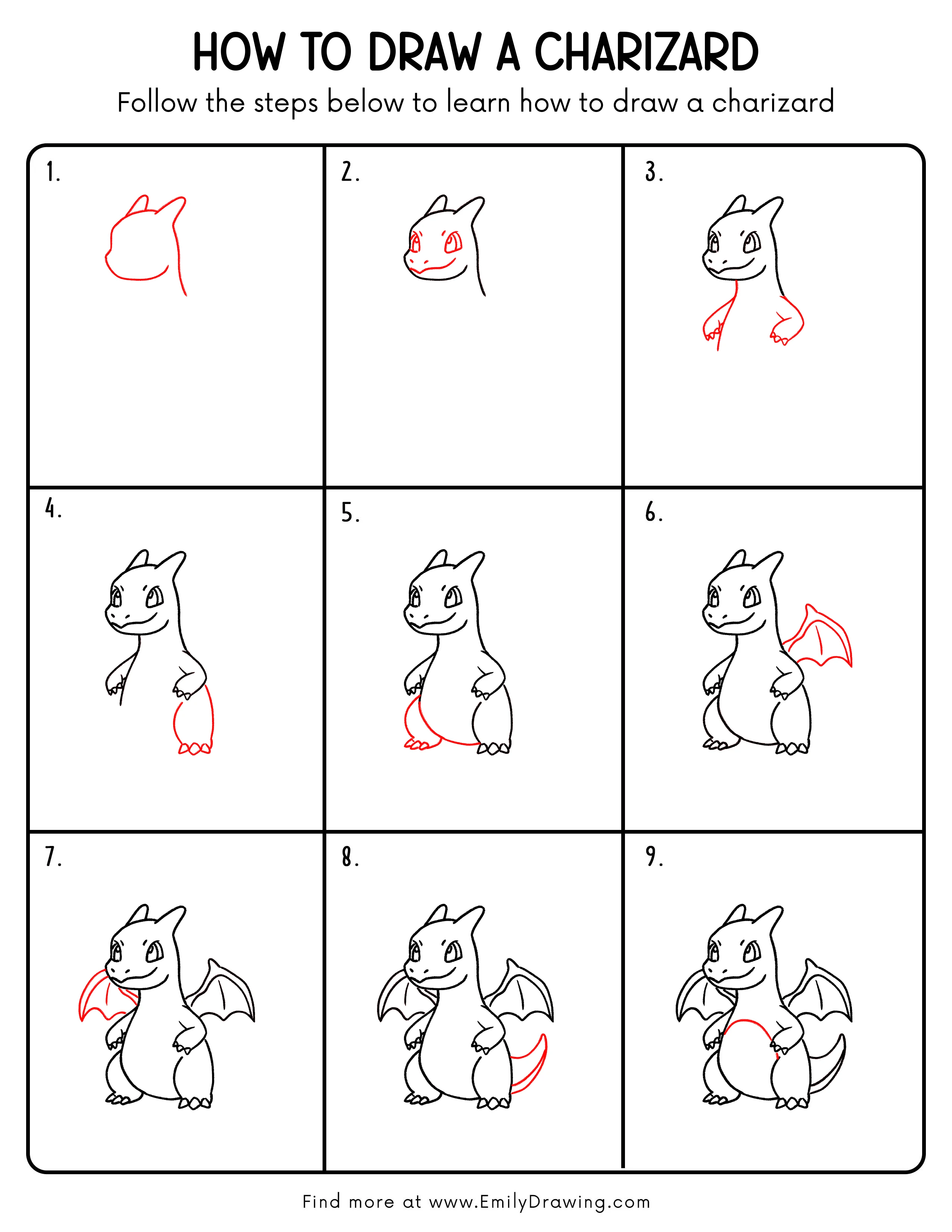Printable Charizard Drawing Guide