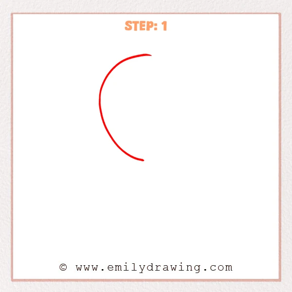 how to draw a balloon - Step 1 shows a single large curved outline line forming the left side of an easy balloon drawing.
