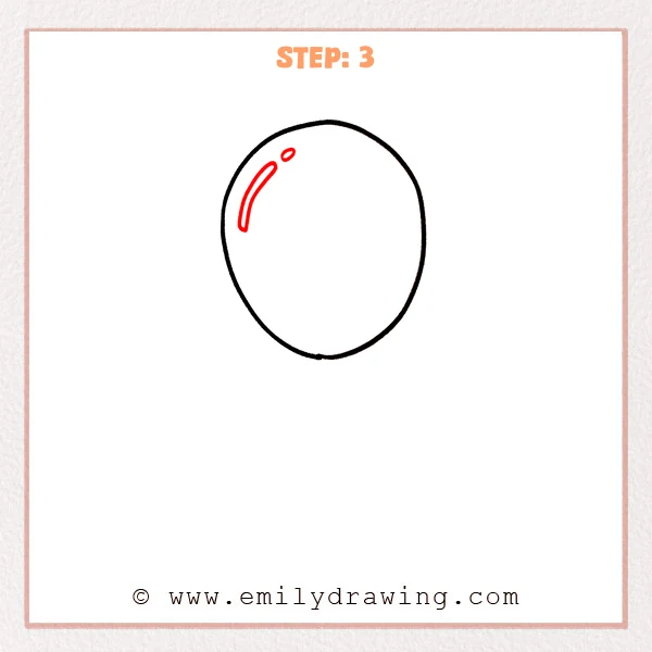 how to draw a balloon - Step 3 adds two highlight shapes on the upper-left area inside the balloon to show a shiny reflection.
