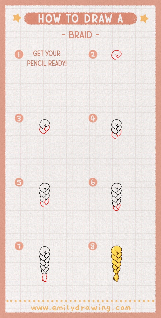 how to draw a braid pinterest pin
