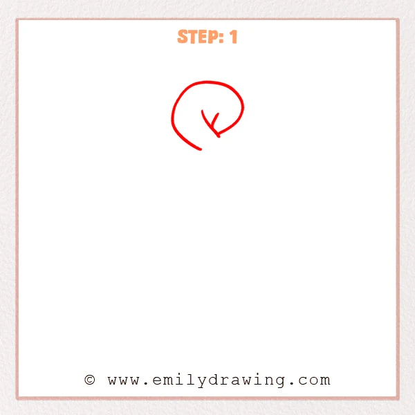 how to draw a braid - Step 1 of how to draw a braid, showing a smooth curved outline with a small Y-shaped split to start the braid structure.