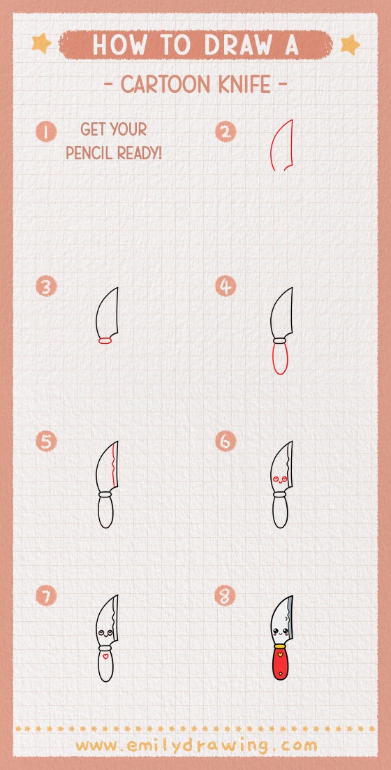 How to Draw a Cartoon Knife - Emily Drawing