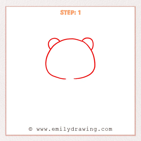 how to draw a chibi - A chibi bear head outline with two round ears added on top and a small open gap at the bottom of the head shape.