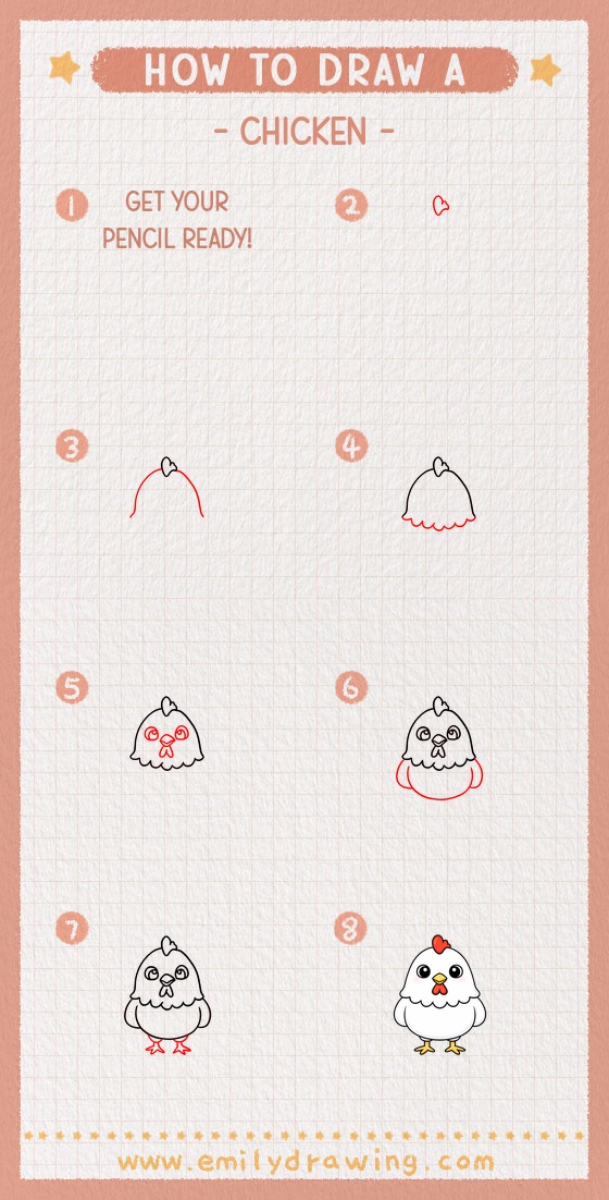 how to draw a chicken pinterest pin