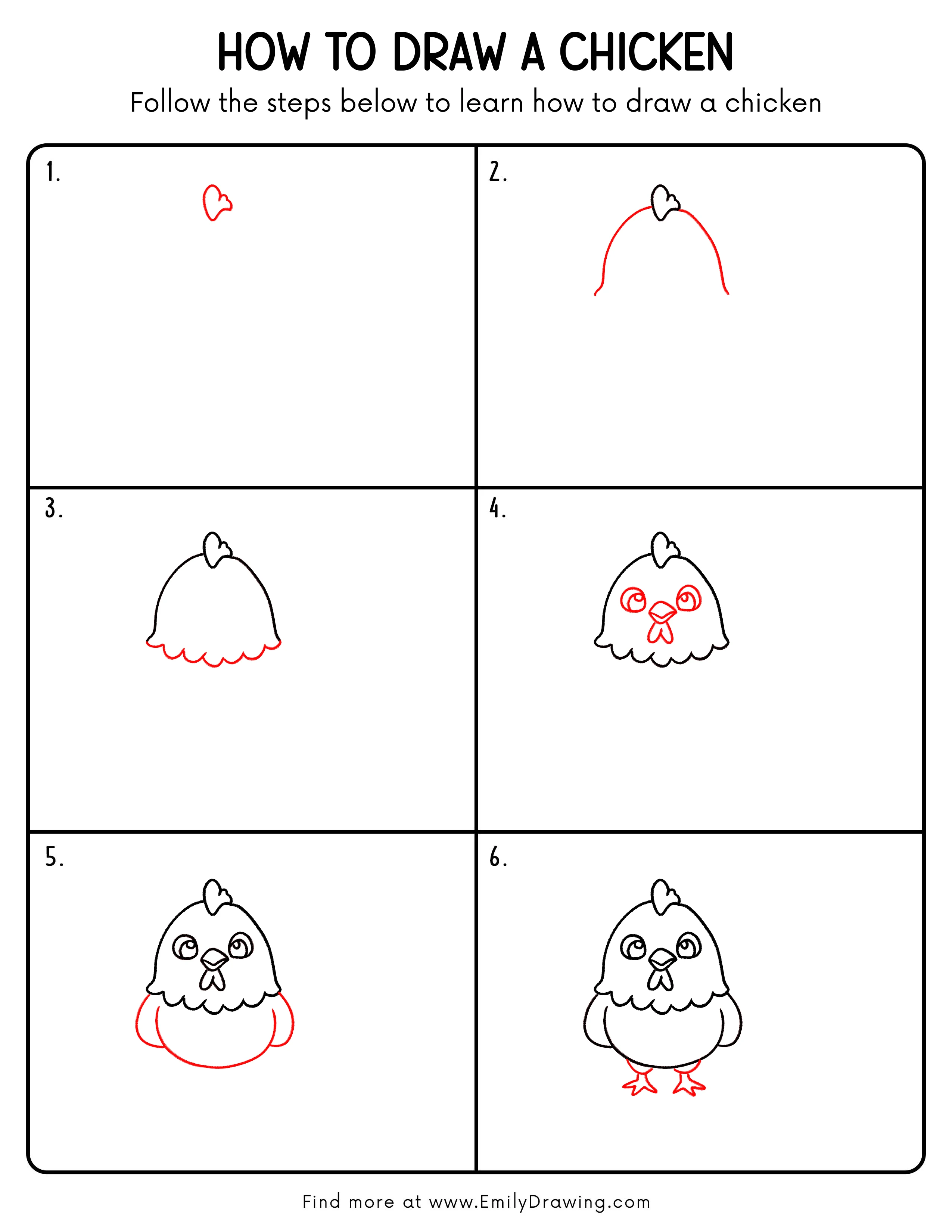 Printable Chicken Drawing Guide