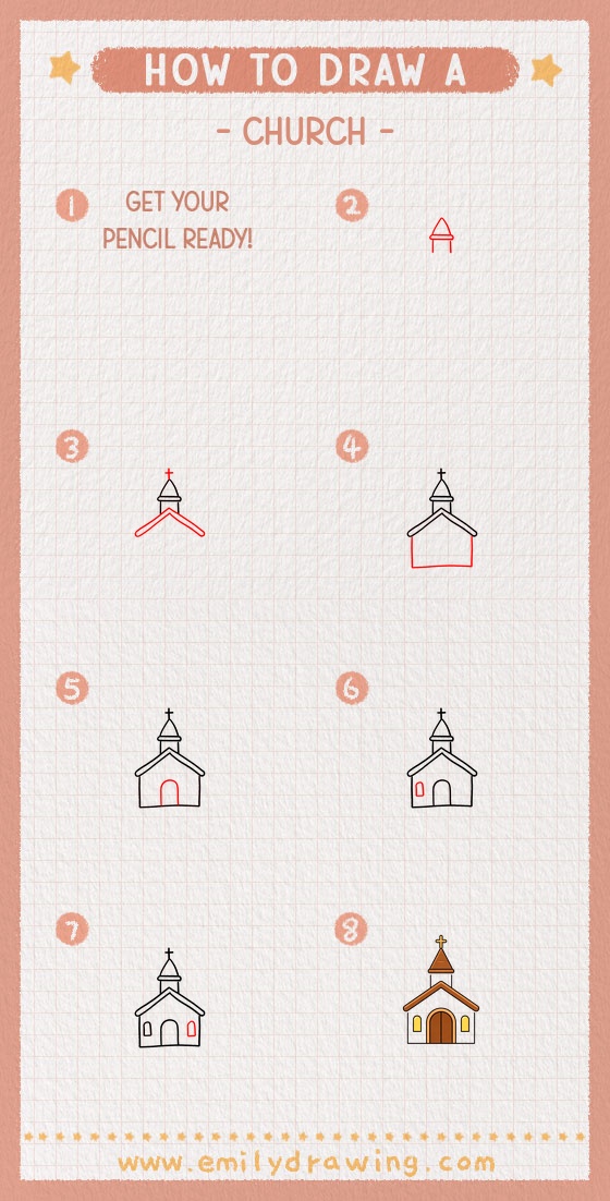 how to draw a church pinterest pin
