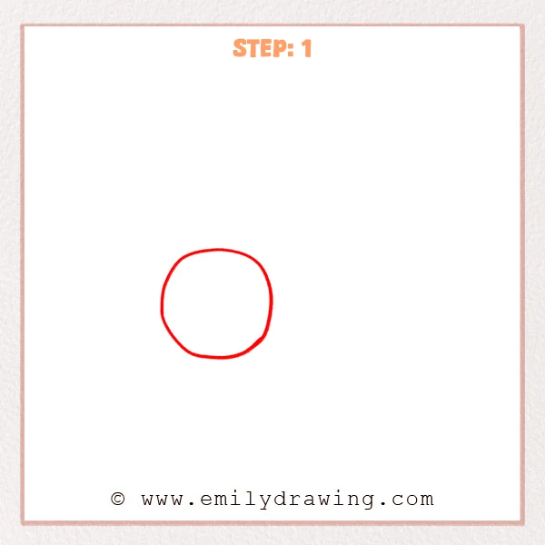 how to draw a comet - A simple outline circle forming the main head shape of a comet in the first step of an easy drawing tutorial.