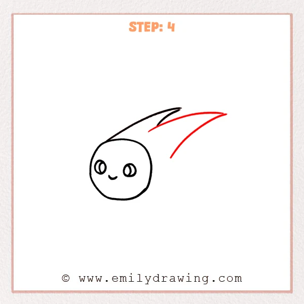 how to draw a comet - The cute comet now has a thicker tail with a second curved flame layer and a small divider line, making the motion trail look fuller.
