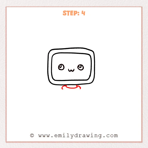 how to draw a computer - Step 4 adds a small curved stand under the cute computer screen, making it look supported.