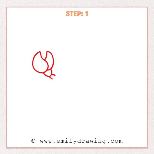 how to draw a crab - Step 1 of an easy how to draw a crab tutorial, showing a single large claw with an inner split line, a small wrist oval, and short arm connector lines.