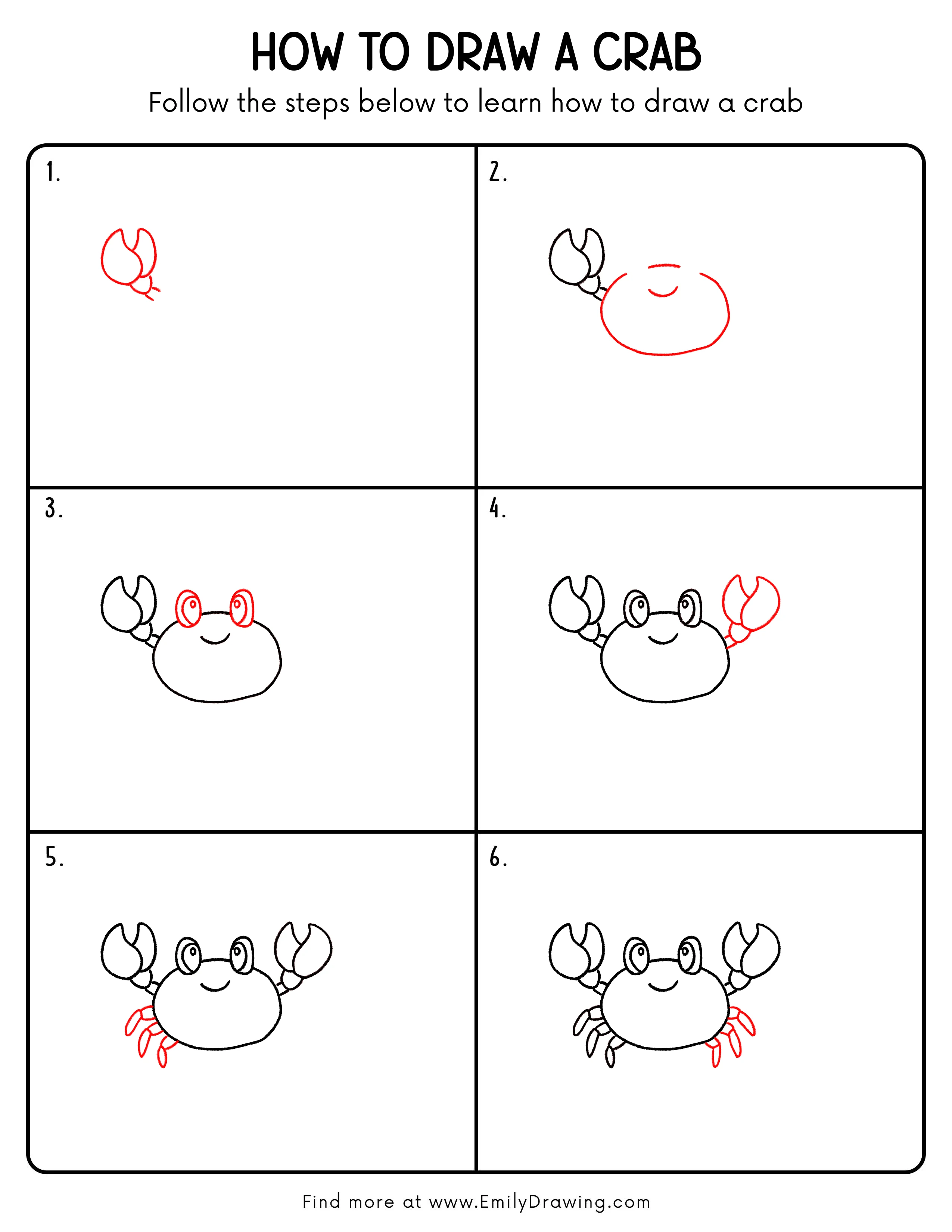 Printable Crab Drawing Guide