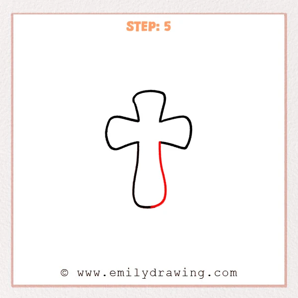 how to draw a cross - A step-by-step sketch for how to draw a cross, adding the right edge of the stem and rounding the bottom.