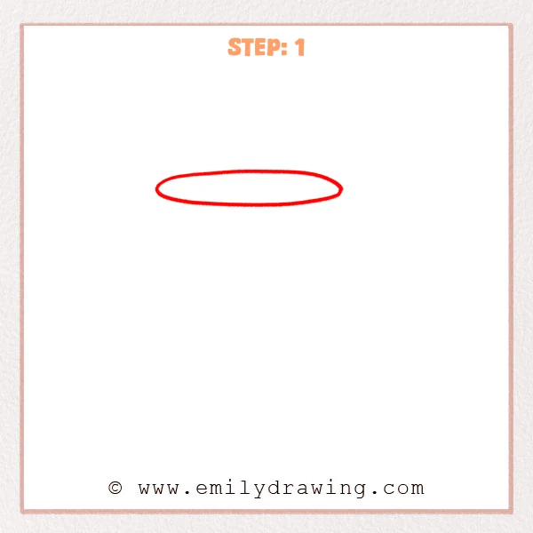 how to draw a cup - Step 1 of an easy how to draw a cup tutorial, showing a wide oval rim shape for the cup opening.