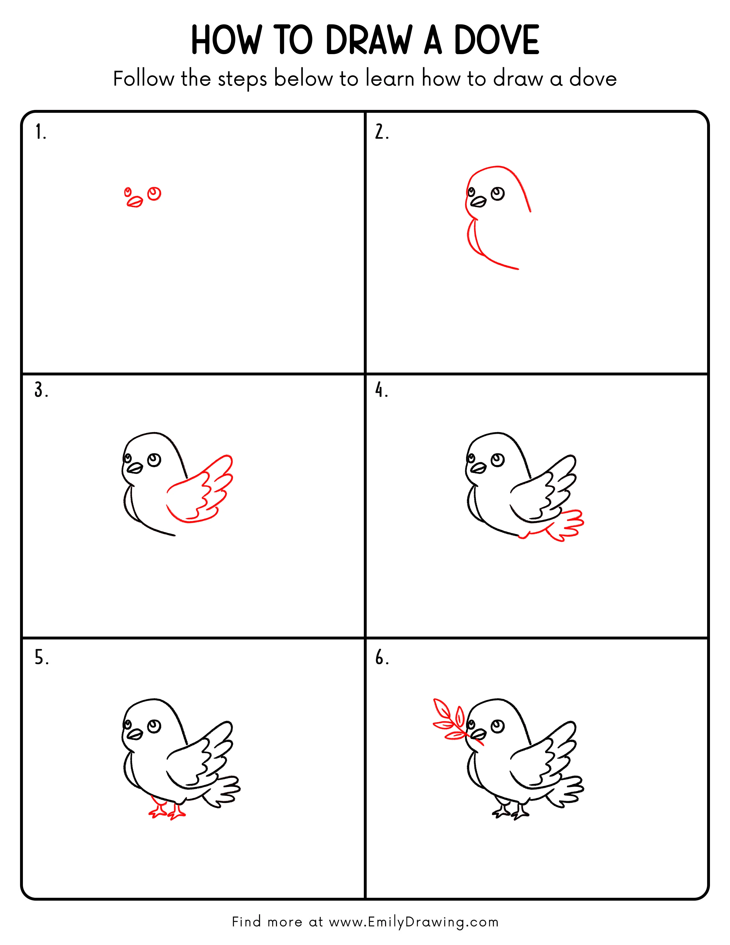 Printable Dove Drawing Guide