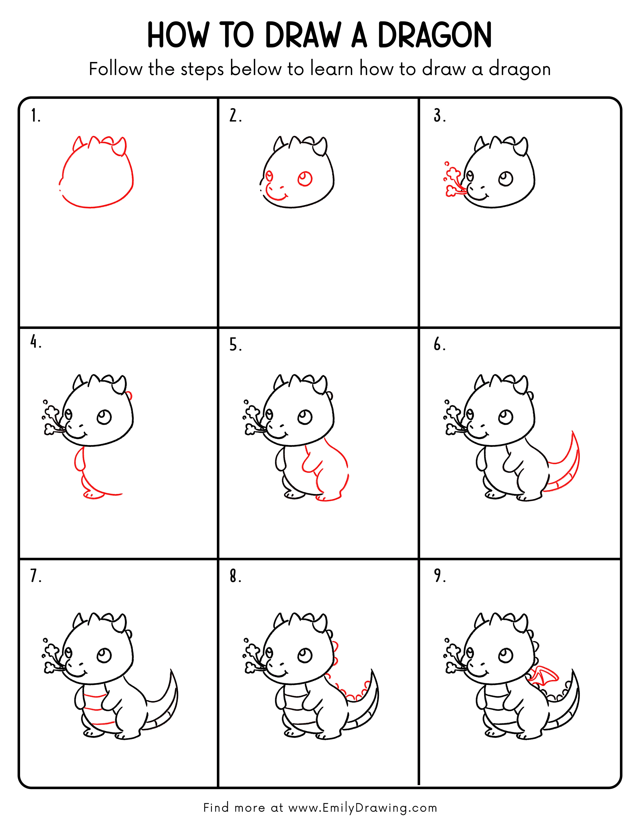 Printable Dragon Drawing Guide