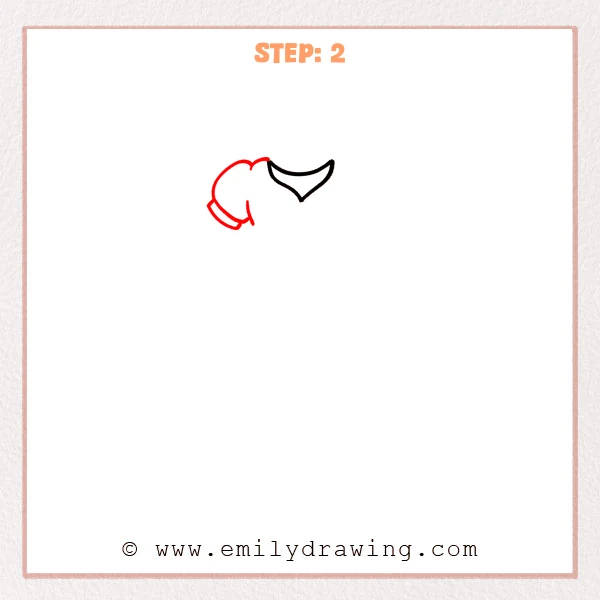 how to draw a dress - Step 2 of how to draw a dress—add a rounded left shoulder and a short sleeve shape attached to the neckline.