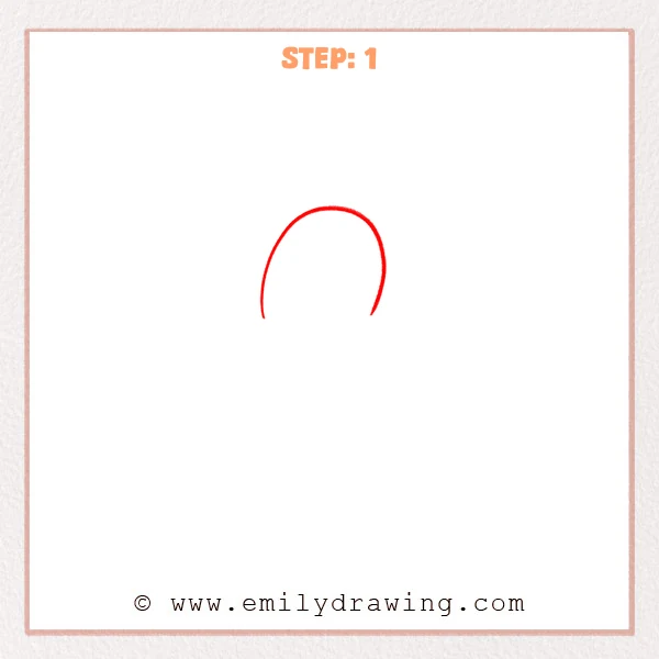 how to draw an ear - Step 1 shows a simple curved arch forming the outer outline of an ear, with the bottom left open for later details.