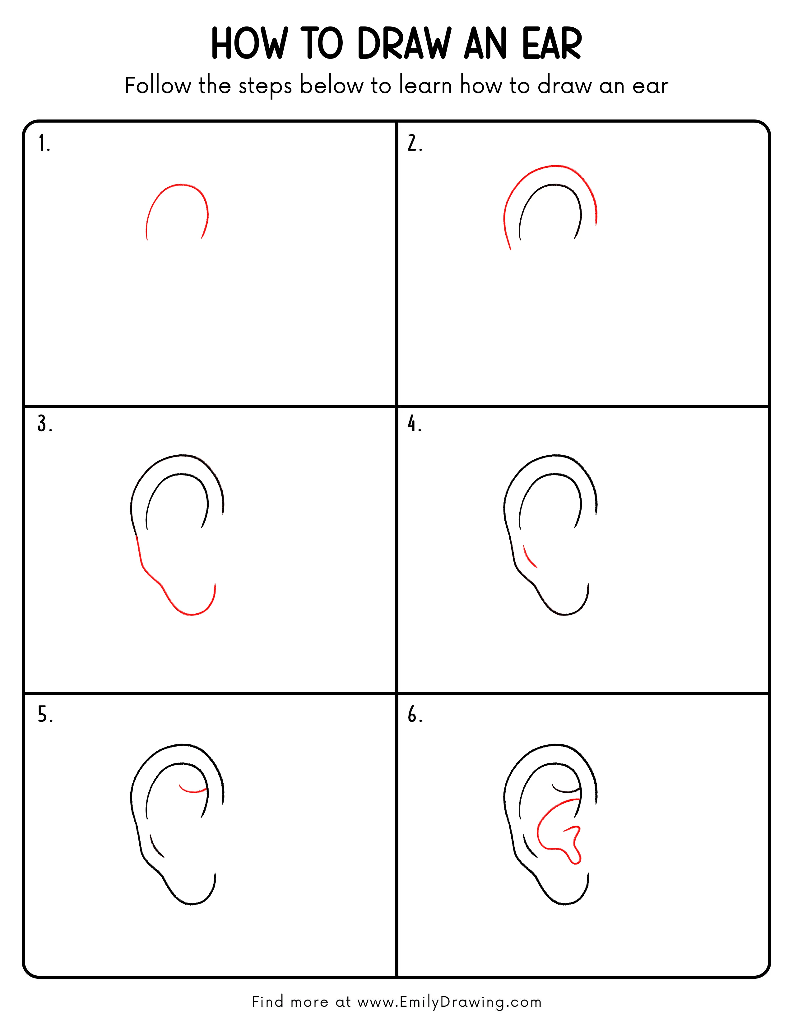 Printable Ear Drawing Guide