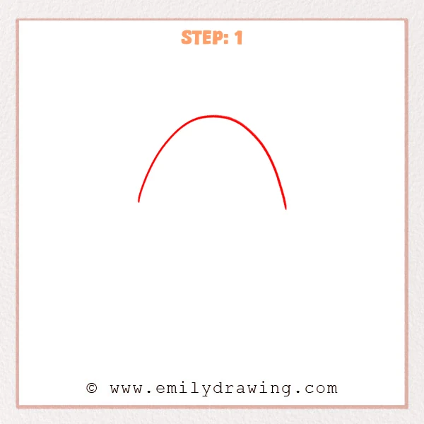 how to draw an egg - Step 1 of how to draw an egg shows a large upside-down U-shaped arc forming the egg’s top.