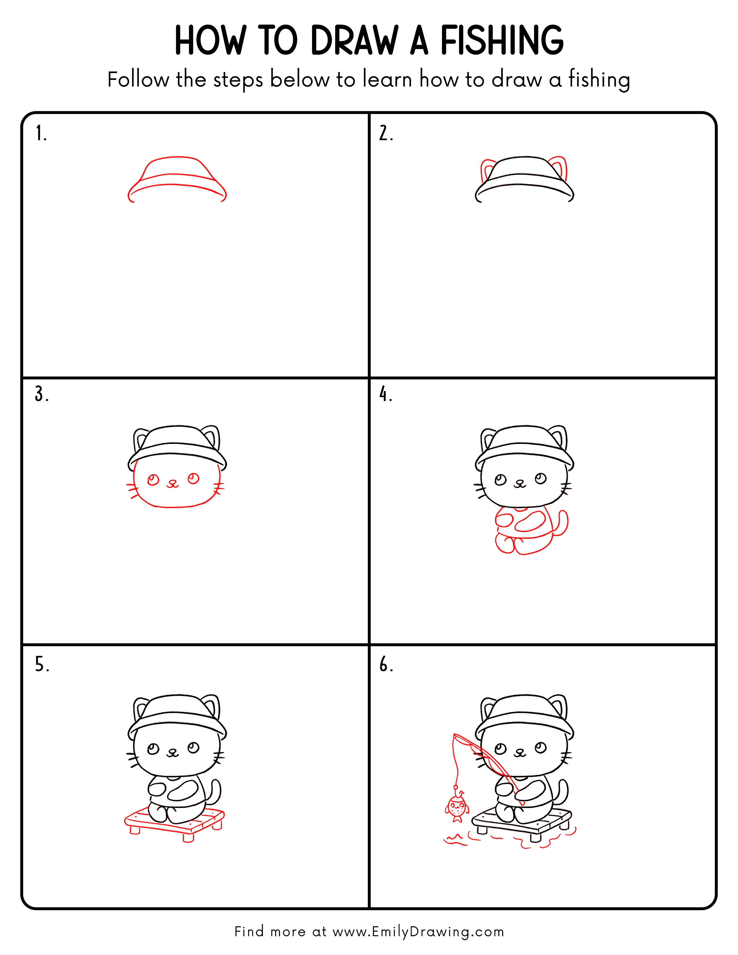Printable Fishing Drawing Guide