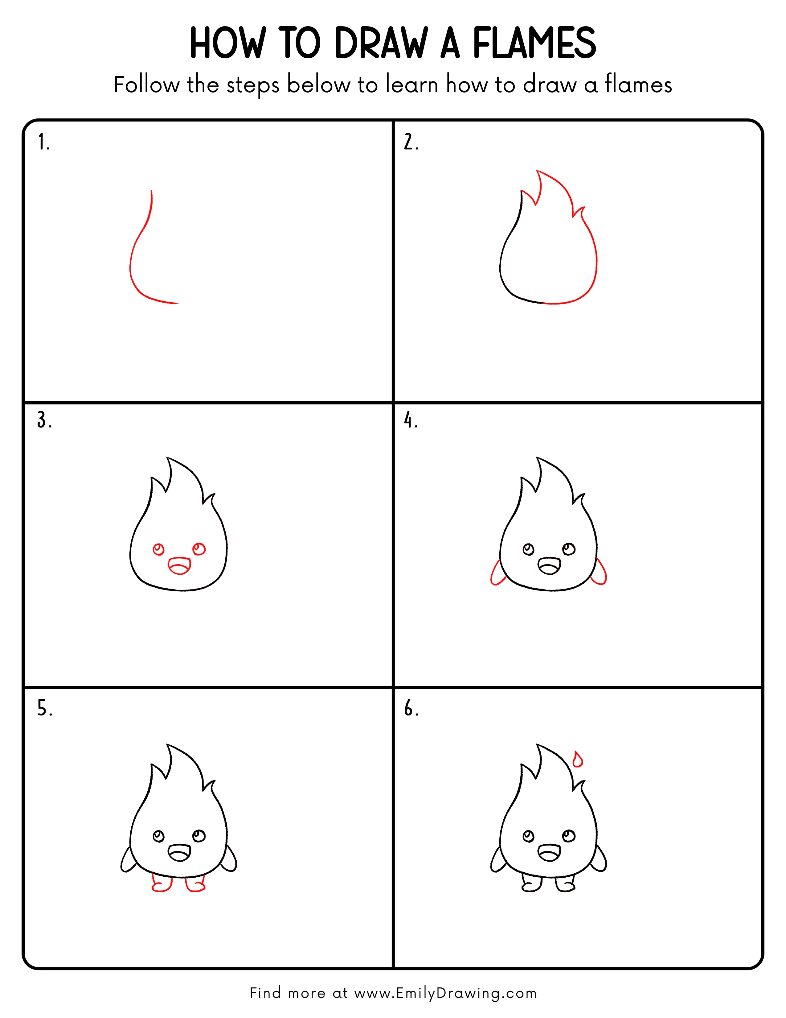 Printable Flames Drawing Guide