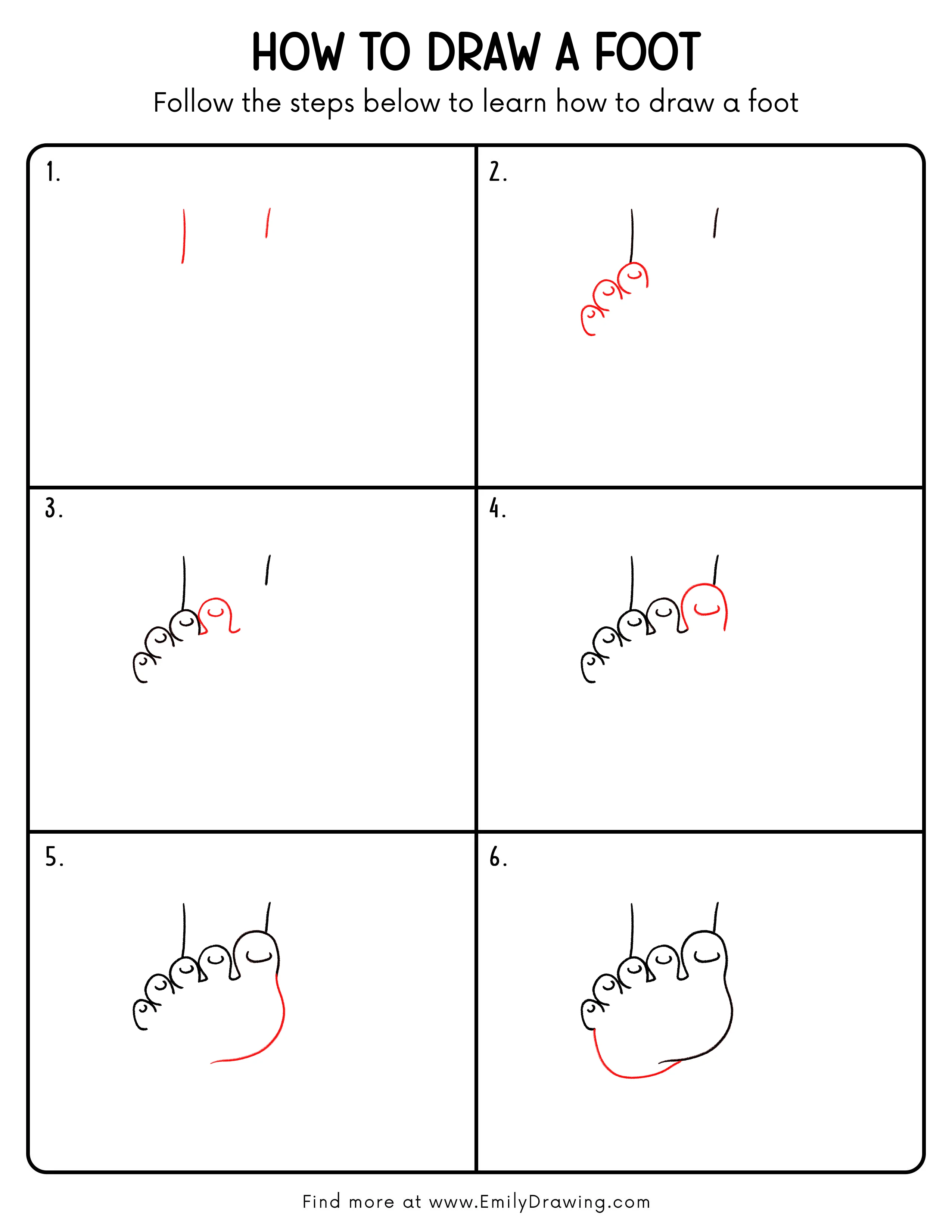 Printable Foot Drawing Guide