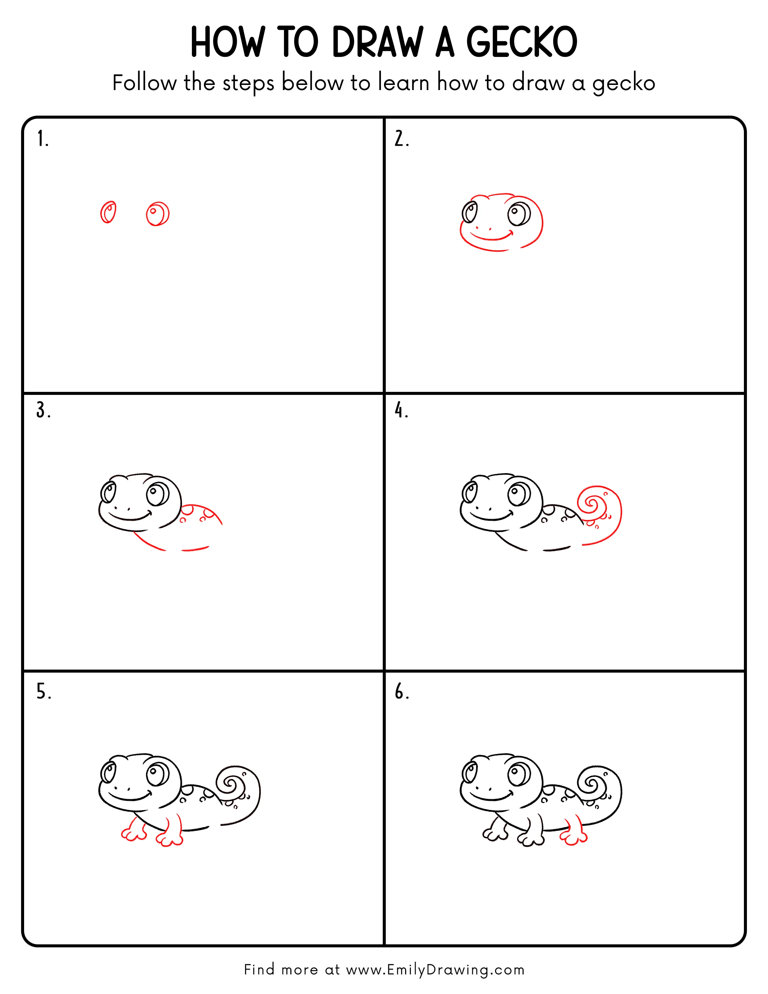 Printable Gecko Drawing Guide