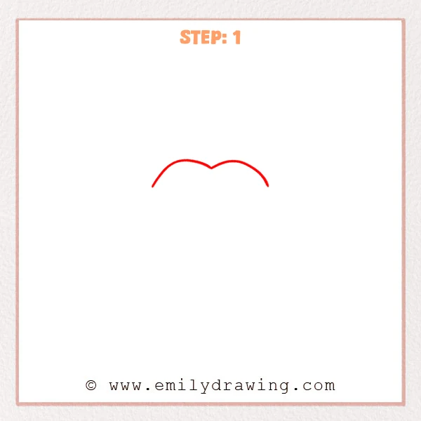 how to draw a gemstone - A gemstone drawing begins with a wide, smooth top curve that has a small dip in the center.