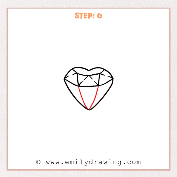 how to draw a gemstone - A gemstone drawing adds two long inner lines that run down to the tip, forming a large triangular lower facet.