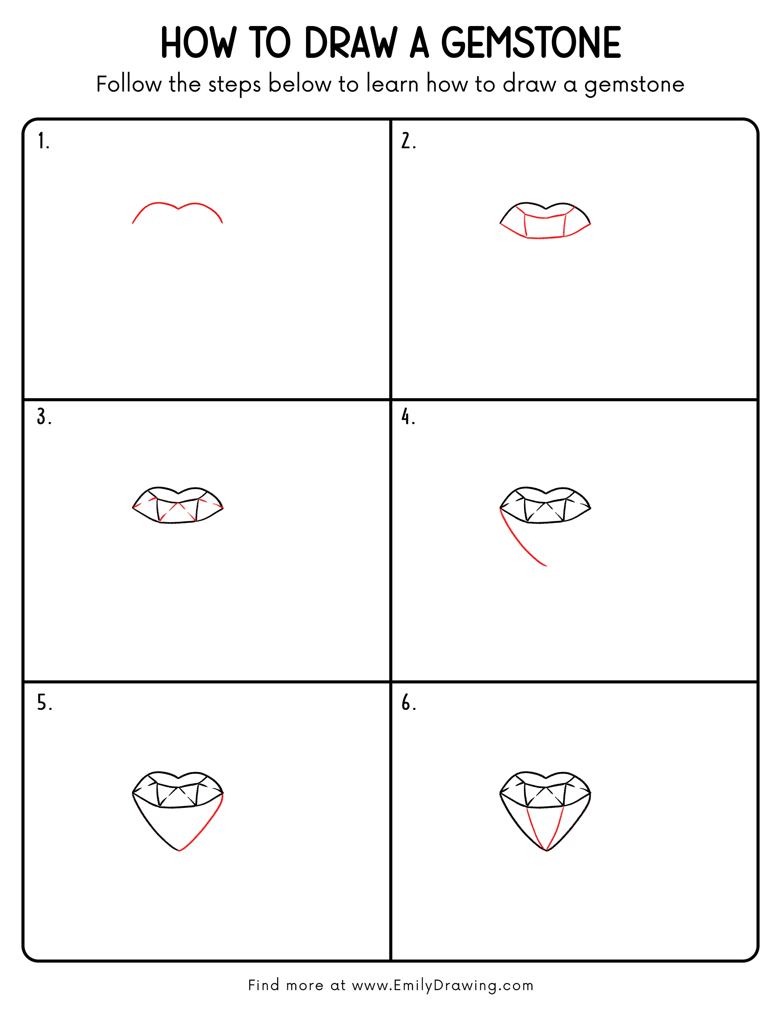 Printable Gemstone Drawing Guide