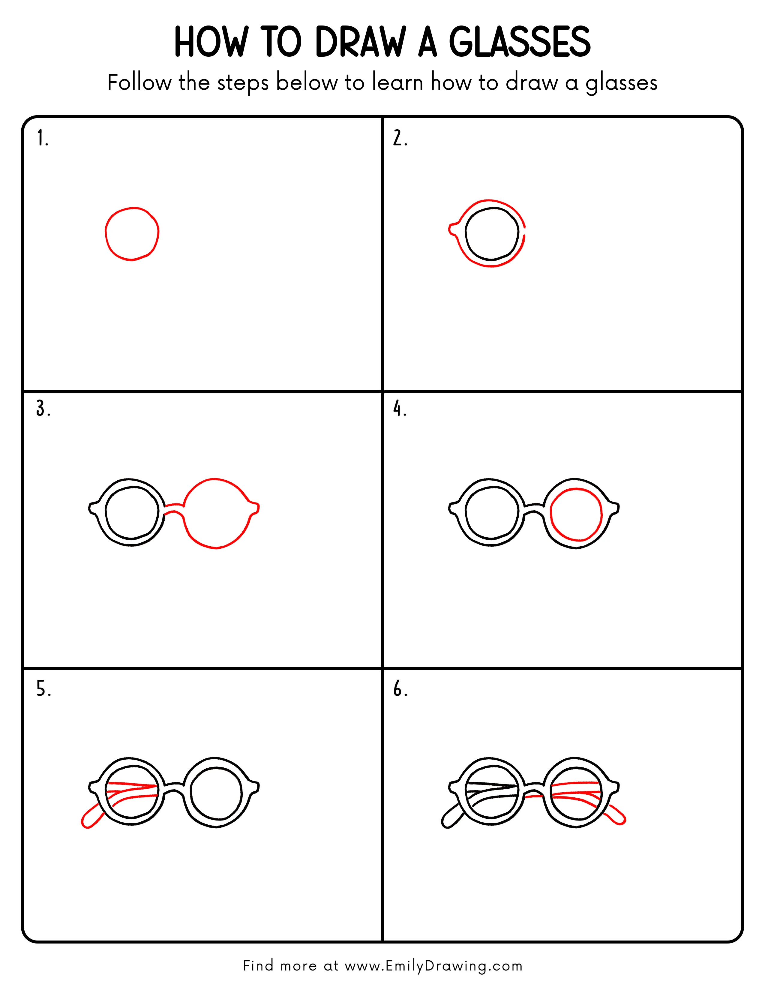 Printable Glasses Drawing Guide