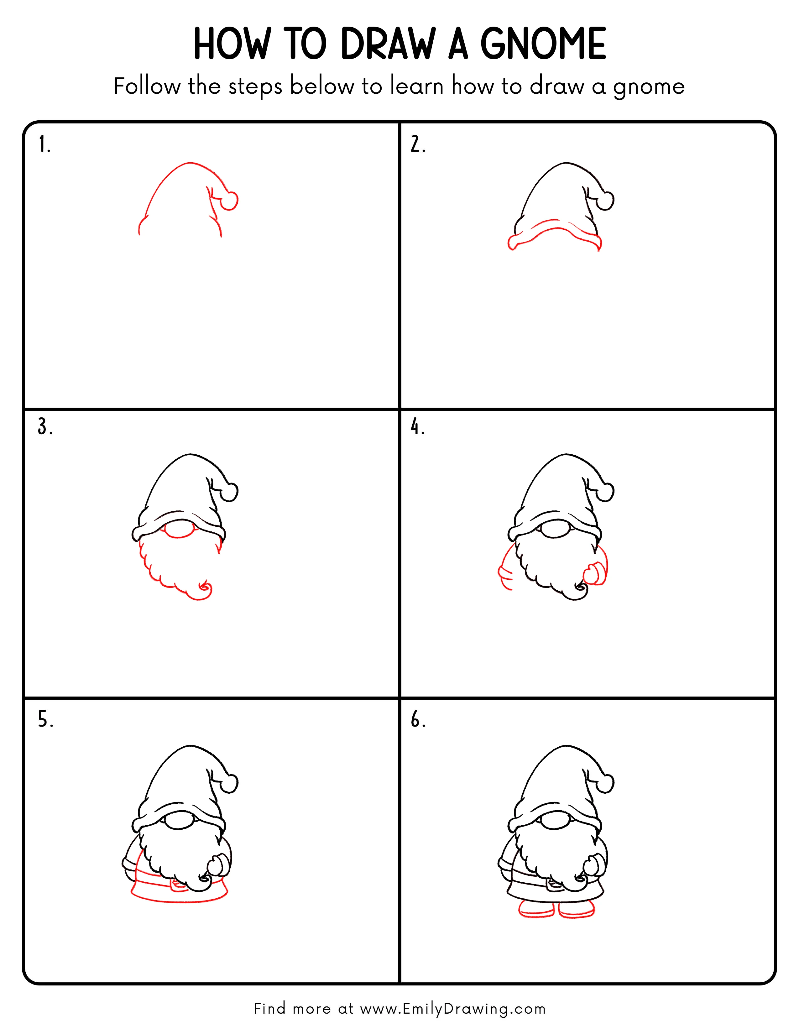 Printable Gnome Drawing Guide