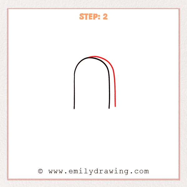 how to draw a grave - A grave outline with a darker inner outline and an added outer line along the right side and top, showing thickness.
